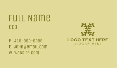 Gold Leafy Letter X Business Card Image Preview