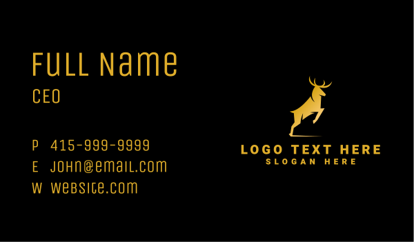 Golden Wild Stag Business Card Design Image Preview