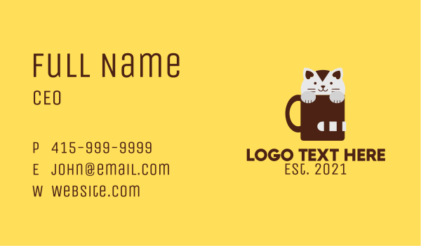 Kitten Coffee Mug  Business Card Design