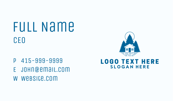Blue Forest Cabin Business Card Design Image Preview