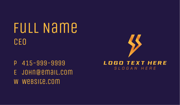 Gradient Bolt Thunder Business Card Design Image Preview