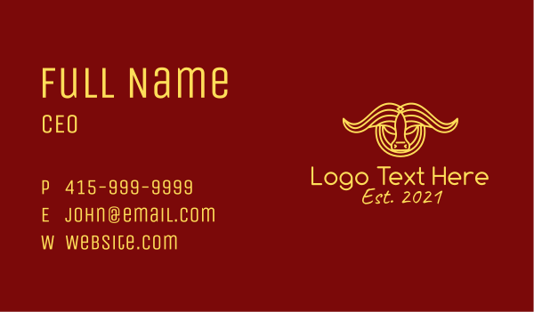 Yellow Taurus Bull  Business Card Design Image Preview