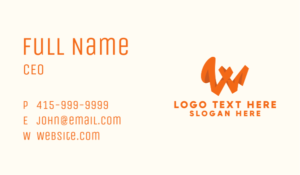Orange Letter W Business Card Design Image Preview