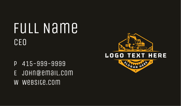 Construction Excavator Digger Business Card Design Image Preview