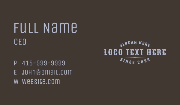 Western Brand Wordmark Business Card Design Image Preview