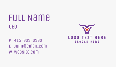 Minimalist Bull Letter V Business Card Image Preview