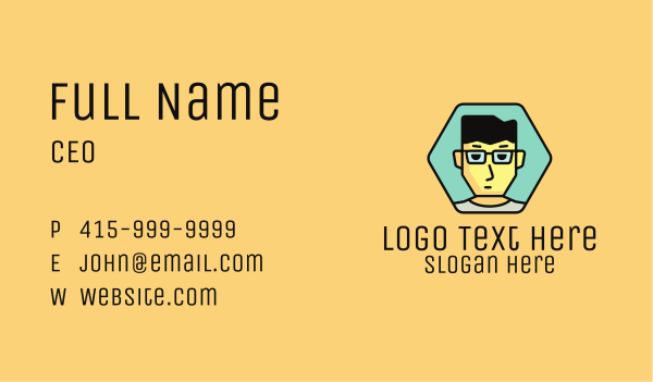 Boy Hexagon Badge Business Card Design Image Preview