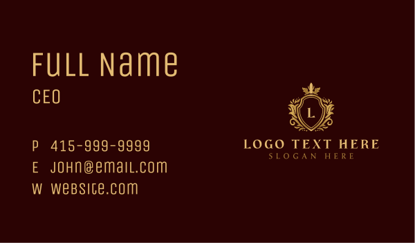 Royal Shield Crown Crest Business Card Design Image Preview