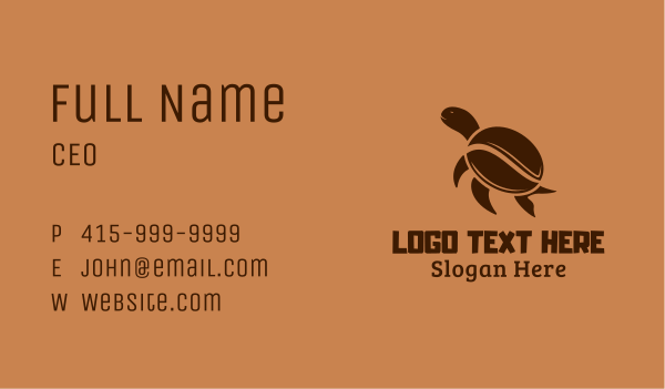 Organic Tortoise Coffee Bean Business Card Design Image Preview