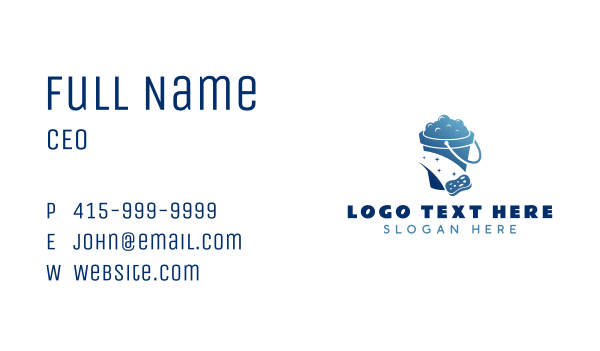 Blue Cleaning Bucket Business Card Design Image Preview