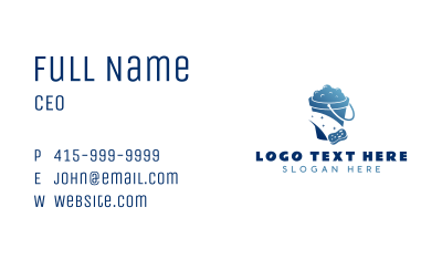 Blue Cleaning Bucket Business Card Image Preview