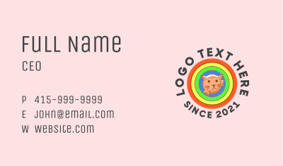 Colorful Rainbow Cat  Business Card