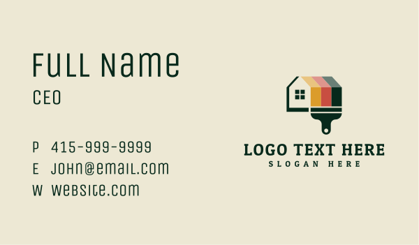 Vintage House Paint Brush Business Card Design Image Preview