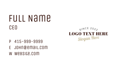 Vintage Hipster Wordmark Business Card Image Preview