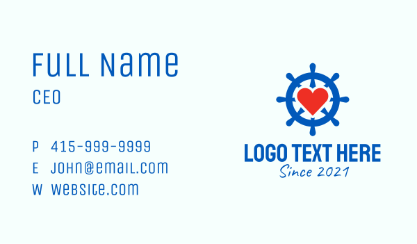 Ship Wheel Heart  Business Card Design Image Preview