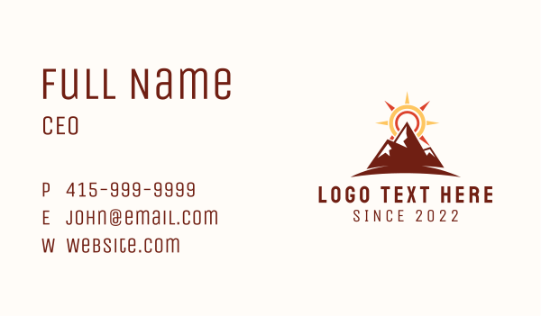 Sunset Mountain Hiking  Business Card Design Image Preview