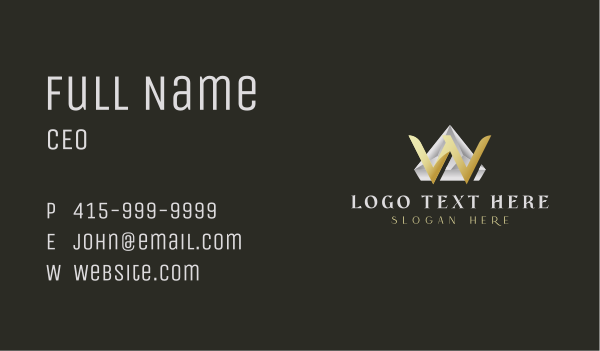 Diamond Crystal Letter W Business Card Design Image Preview