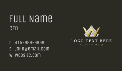Diamond Crystal Letter W Business Card Image Preview