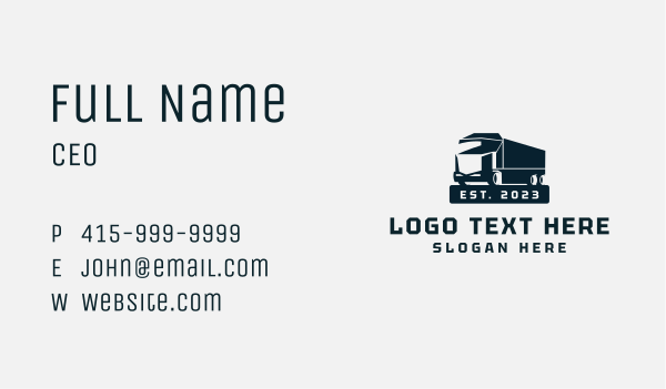 Modern Cargo Truck Emblem Business Card Design Image Preview
