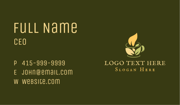 Coffee Cup Leaf Business Card Design Image Preview