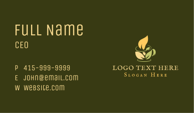 Coffee Cup Leaf Business Card Image Preview