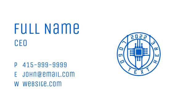 Blue Microchip Seal Business Card Design Image Preview