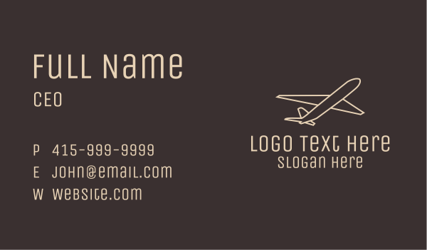 White Plane Outline Business Card Design Image Preview