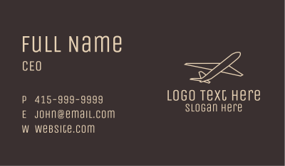 White Plane Outline Business Card Image Preview