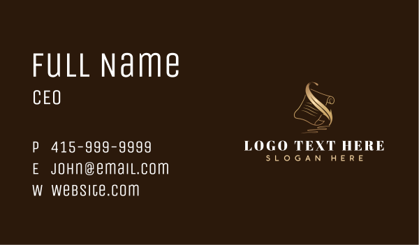 Elegant Feather Quill Pen Business Card Design Image Preview