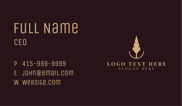 Pen Feather Novel Writer  Business Card Design Image Preview