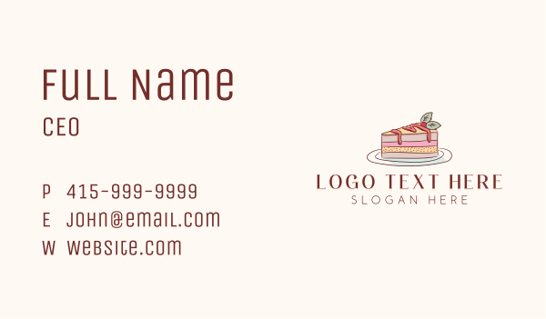 Cherry Cake Slice Business Card Design Image Preview