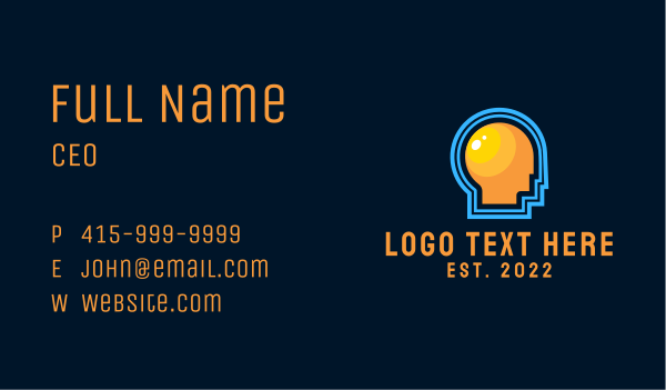 Thinking Head Lightbulb Business Card Design Image Preview