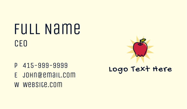 Doodle Organic Apple Business Card Design Image Preview