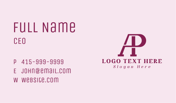 A & P Monogram Business Card Design Image Preview