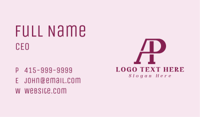 A & P Monogram Business Card Image Preview