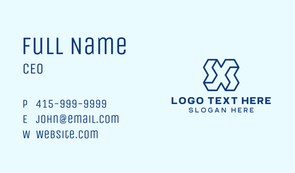 Blue Tech Letter X Business Card Design Image Preview