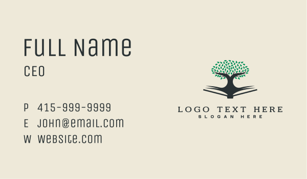 Educational Tree Book Business Card Design Image Preview