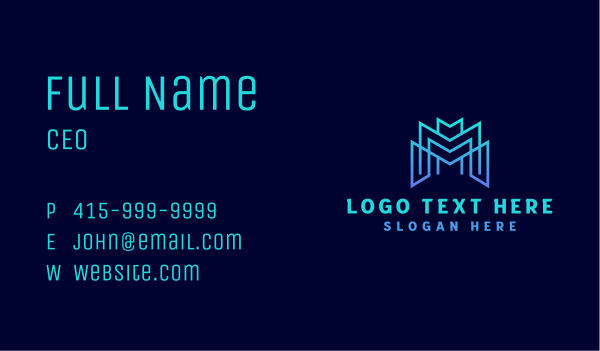 Modern Geometric Letter M Business Card Design Image Preview