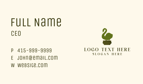 Swan Topiary Plant Business Card Design Image Preview