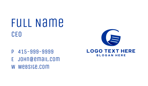 Blue Document Letter G Business Card Design Image Preview
