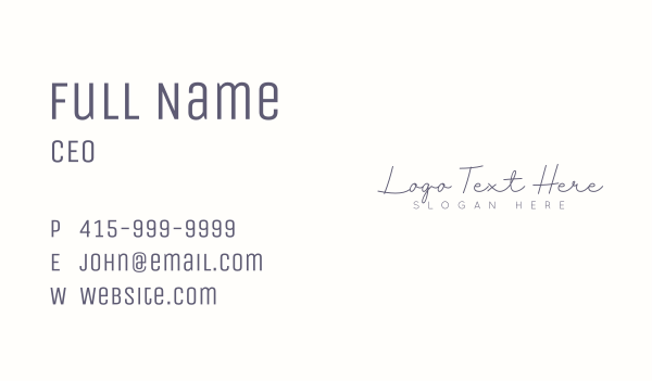 Elegant Cursive Signature Business Card Design Image Preview