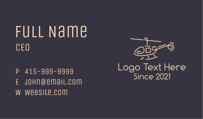 Minimalist Helicopter Business Card Image Preview