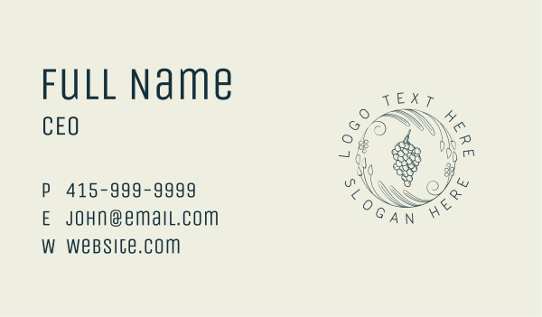 Natural Grapes Winery Business Card Design Image Preview
