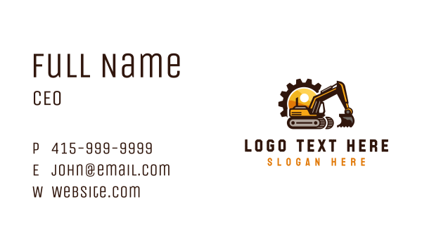 Construction Excavation Gear Business Card Design Image Preview