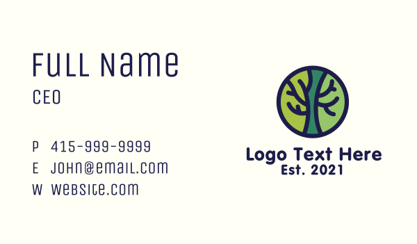 Green Tree Branches Badge Business Card Design Image Preview