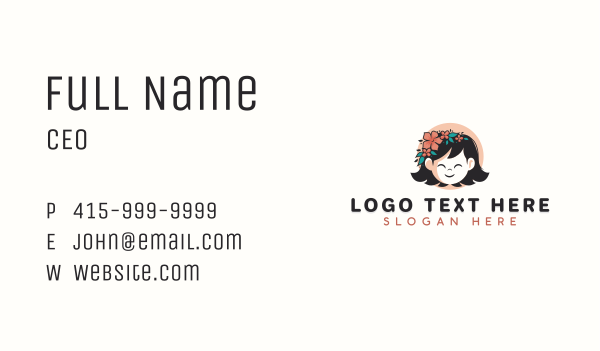 Child Girl Floral Business Card Design Image Preview