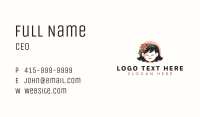 Child Girl Floral Business Card Image Preview