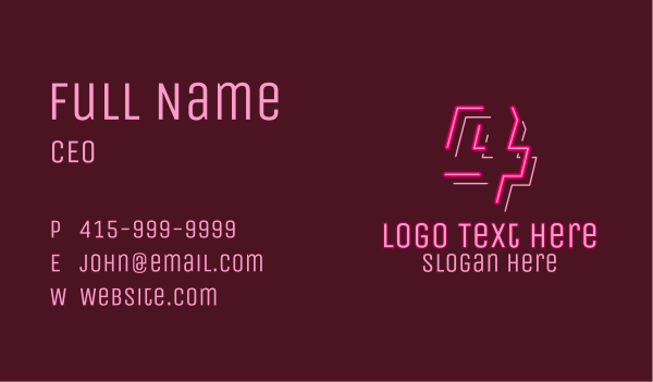 Neon Retro Gaming Number 4 Business Card Design Image Preview