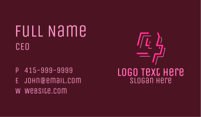 Neon Retro Gaming Number 4 Business Card