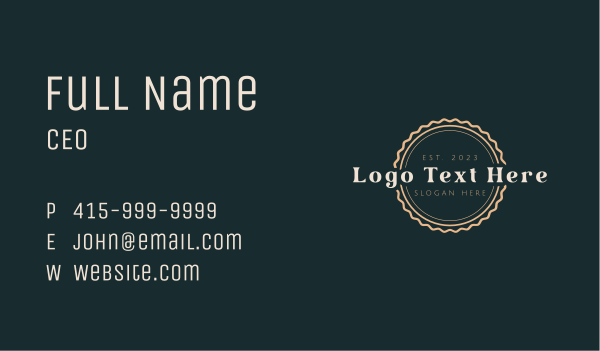 Round Retro Wordmark Business Card Design Image Preview